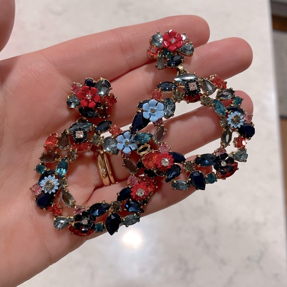 J. Crew Crystal Wreath Statement Earrings
